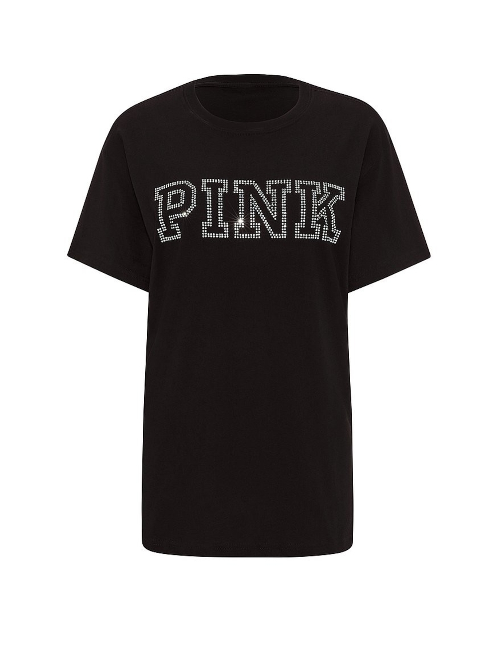 PINK Victoria's Secret Black Tee with Rhinestone Logo